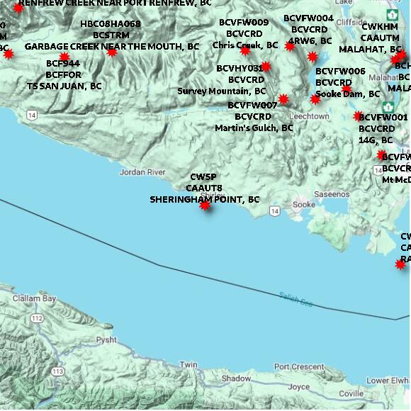 map at zoomlvl 60x60 kilometres for SHERINGHAM POINT
