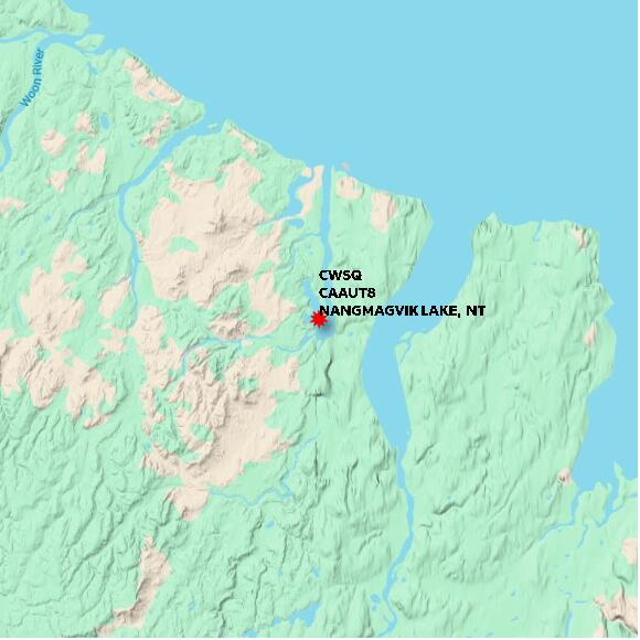 map at zoomlvl 60x60 kilometres for NANGMAGVIK LAKE