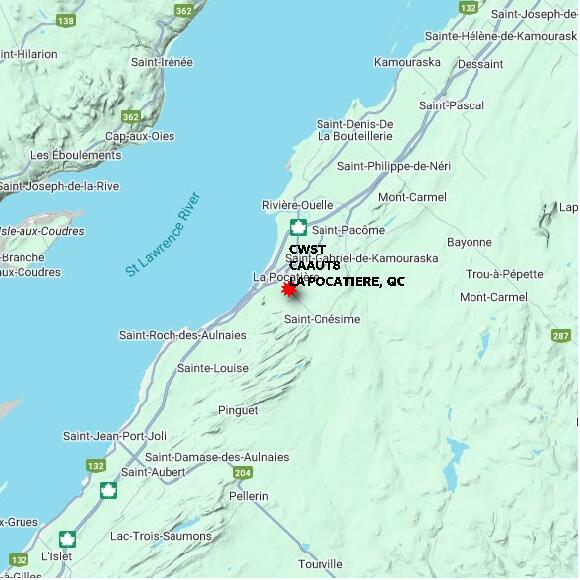 map at zoomlvl 60x60 kilometres for LA POCATIERE