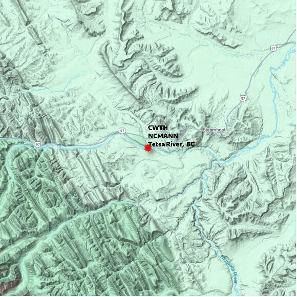 map at zoomlvl 60x60 kilometres for Tetsa River