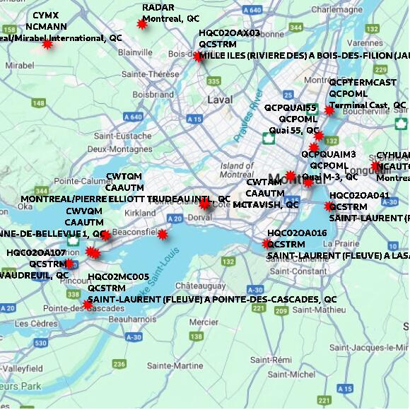 map at zoomlvl 60x60 kilometres for MONTREAL/PIERRE ELLIOTT TRUDEAU INTL