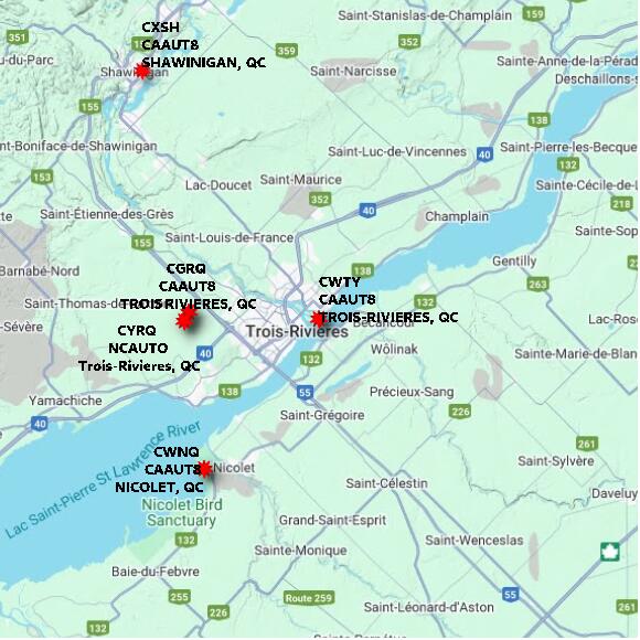 map at zoomlvl 60x60 kilometres for TROIS-RIVIERES