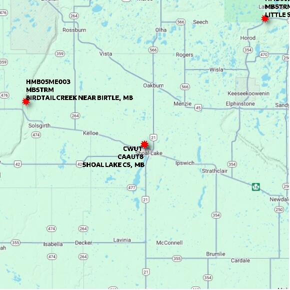 map at zoomlvl 60x60 kilometres for SHOAL LAKE CS