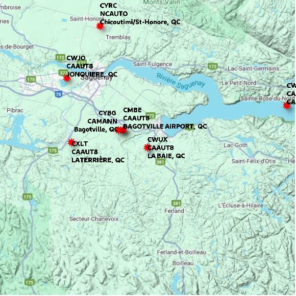 map at zoomlvl 60x60 kilometres for LA BAIE