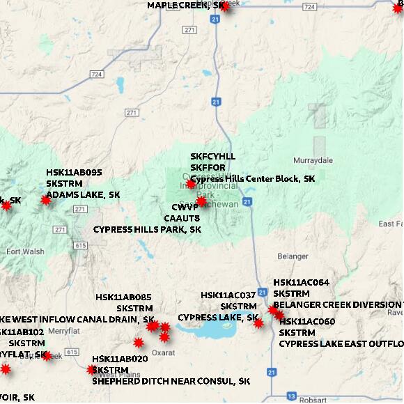 map at zoomlvl 60x60 kilometres for CYPRESS HILLS PARK