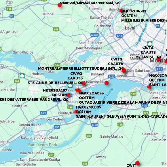 map at zoomlvl 60x60 kilometres for STE-ANNE-DE-BELLEVUE 1