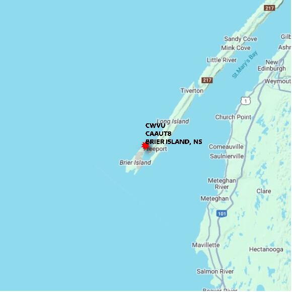 map at zoomlvl 60x60 kilometres for BRIER ISLAND