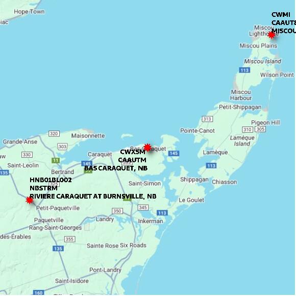 map at zoomlvl 60x60 kilometres for BAS CARAQUET