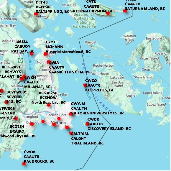 map at zoomlvl 60x60 kilometres for KELP REEFS