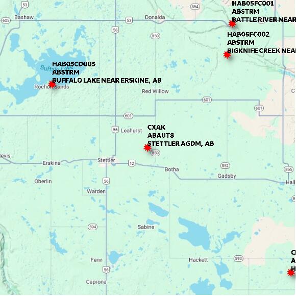 map at zoomlvl 60x60 kilometres for STETTLER AGDM