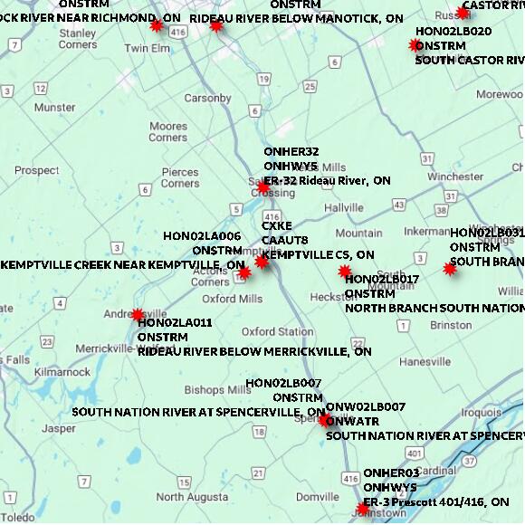 map at zoomlvl 60x60 kilometres for KEMPTVILLE CS