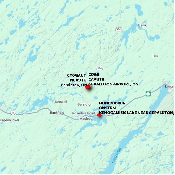 map at zoomlvl 60x60 kilometres for Geraldton (Greenstone Regional)