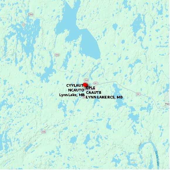 map at zoomlvl 60x60 kilometres for Lynn Lake