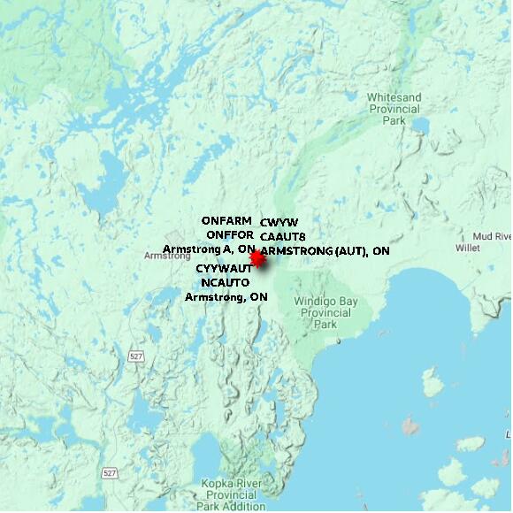 map at zoomlvl 60x60 kilometres for Armstrong A
