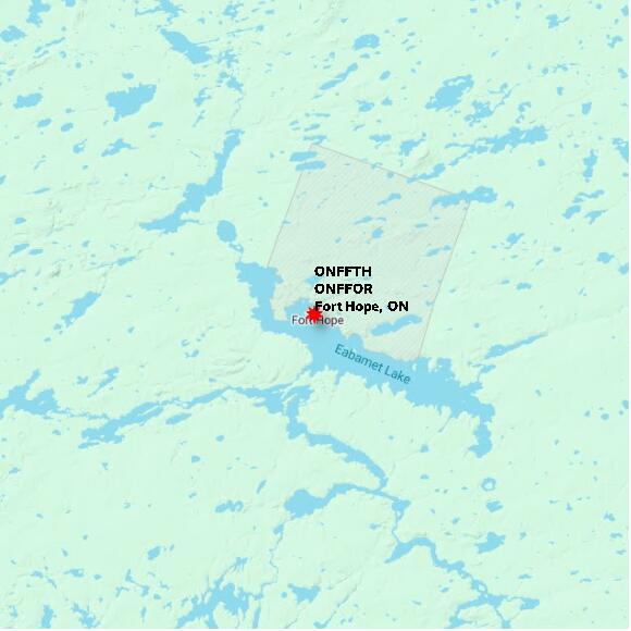 map at zoomlvl 60x60 kilometres for Fort Hope