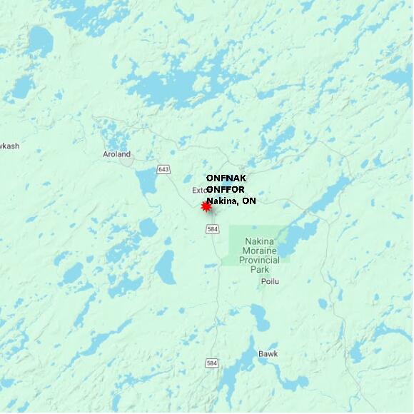 map at zoomlvl 60x60 kilometres for Nakina