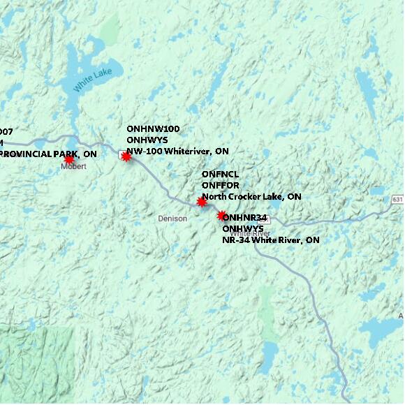 map at zoomlvl 60x60 kilometres for North Crocker Lake