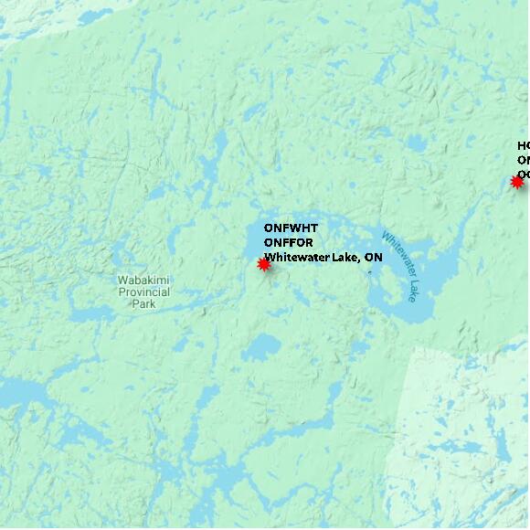 map at zoomlvl 60x60 kilometres for Whitewater Lake