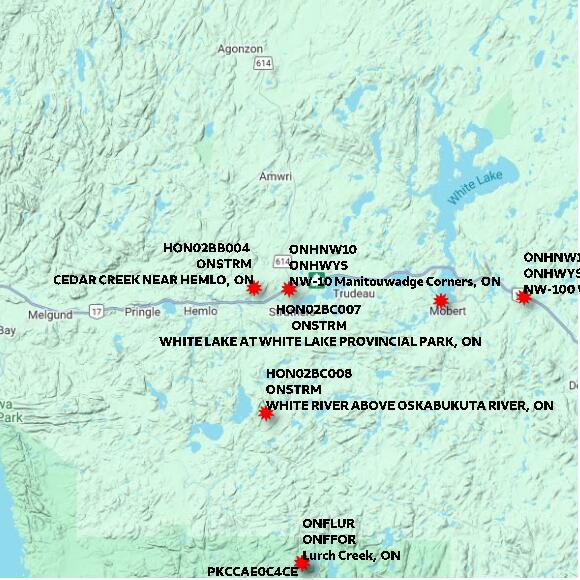 map at zoomlvl 60x60 kilometres for NW-10 Manitouwadge Corners