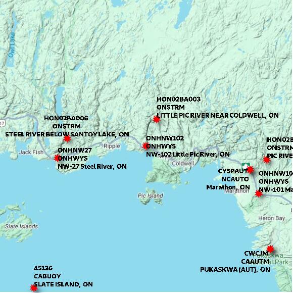 map at zoomlvl 60x60 kilometres for NW-102 Little Pic River